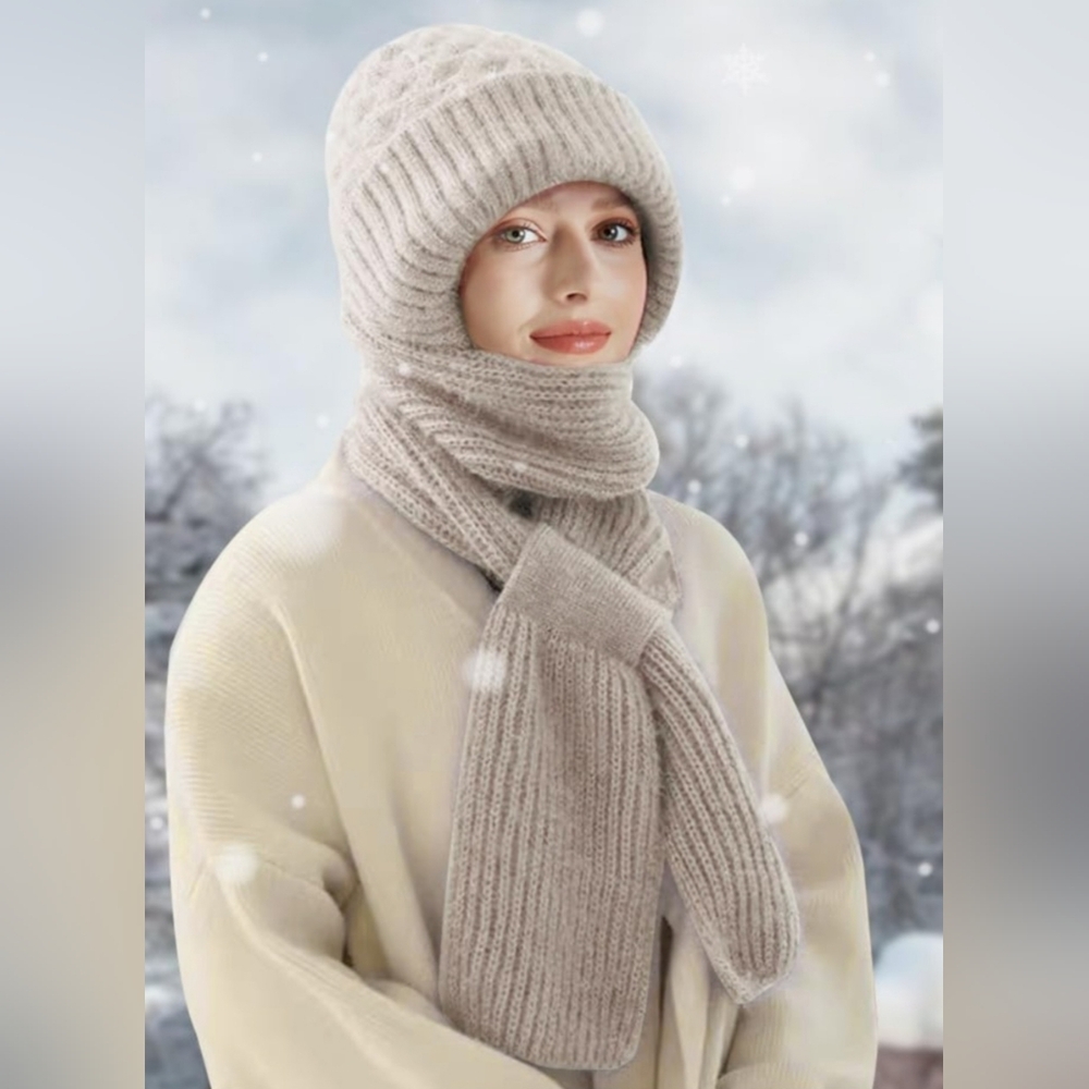 Cozy Integraded 2 In 1 Hat And Scarf - Picture 2 of 4